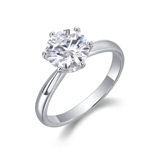 ANRYSS Best-Selling 925 Sterling Silver Closed-Band Ring — 6-Prong Moissanite Ring (Light Luxury / Cross-Border Exclusive)
