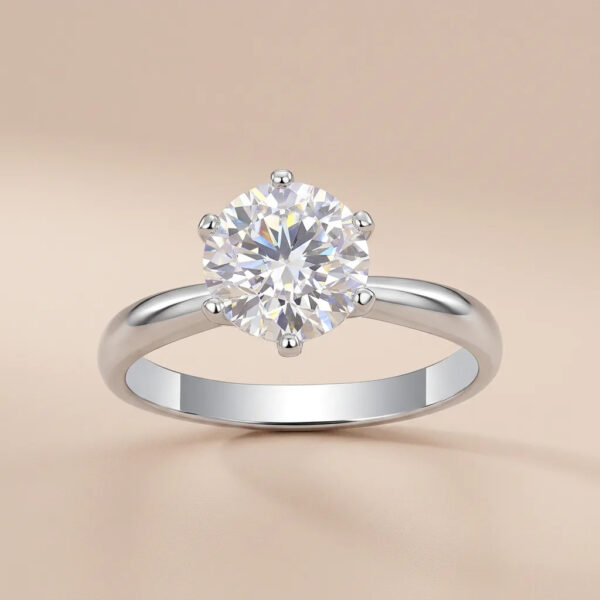 ANRYSS Best-Selling 925 Sterling Silver Closed-Band Ring — 6-Prong Moissanite Ring (Light Luxury / Cross-Border Exclusive)