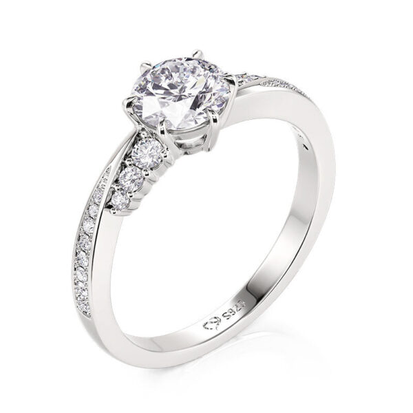 Jeulia Simple Round Cut Promise Ring Twist Design Sterling Silver（演示）