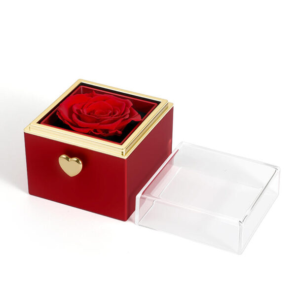 Jeulia Rotating Preserved Rose Jewelry Box for Rings Necklaces