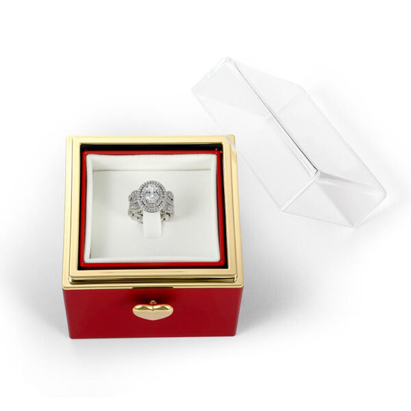 Jeulia Rotating Preserved Rose Jewelry Box for Rings Necklaces