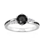 Jeulia Simple Round Cut Promise Ring Twist Design Sterling Silver（演示）