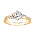 Jeulia Simple Round Cut Promise Ring Twist Design Sterling Silver（演示）