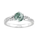 Jeulia Simple Round Cut Promise Ring Twist Design Sterling Silver（演示）