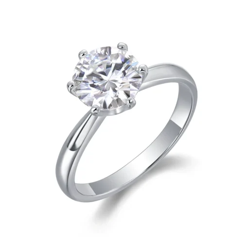 Anryss 925 Sterling Silver Closed-Prong Six-Prong Moissanite Luxury Ring