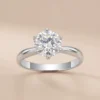 Anryss 925 Sterling Silver Closed-Prong Six-Prong Moissanite Luxury Ring