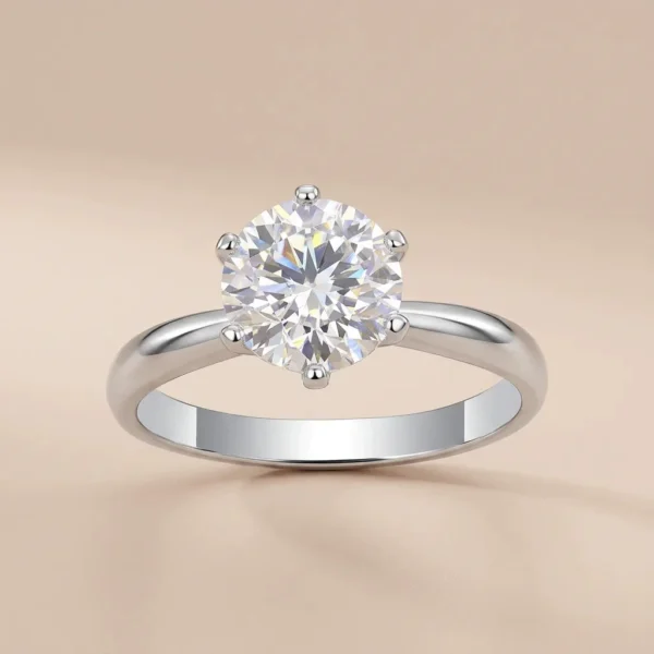 Anryss 925 Sterling Silver Closed-Prong Six-Prong Moissanite Luxury Ring