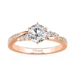 Jeulia Simple Round Cut Promise Ring Twist Design Sterling Silver（演示）