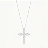 Anryss 925 sterling silver Popular European and American style cross moissanite necklace for women niche clavicle chain pendant