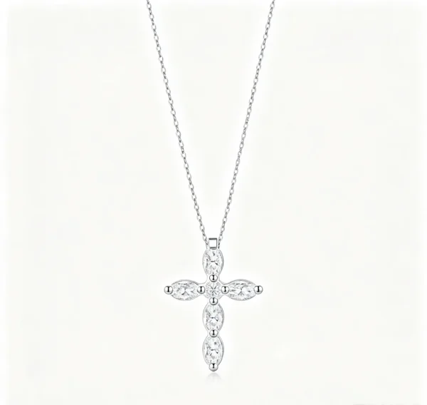 Anryss 925 sterling silver Popular European and American style cross moissanite necklace for women niche clavicle chain pendant