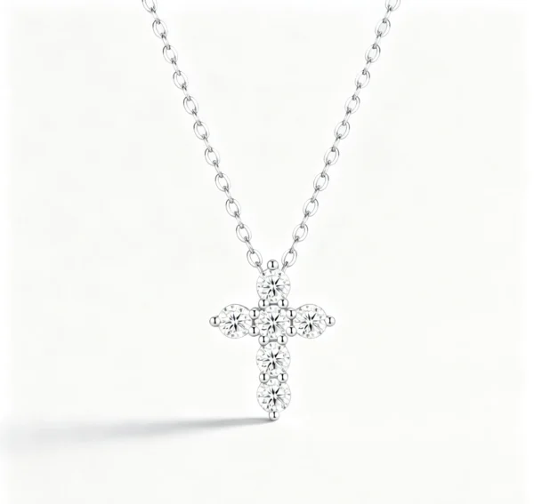 Anryss 925 sterling silver Moissanite cross necklace for women simple and stylish European and American style clavicle chain