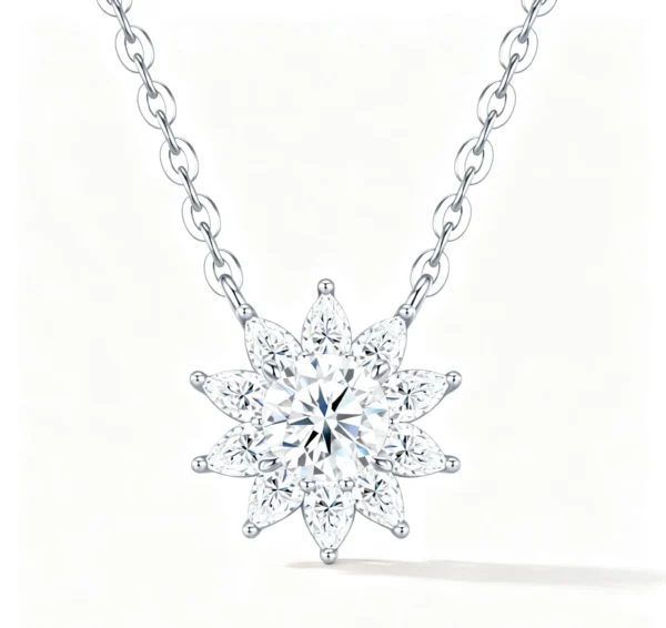 Anryss 925 sterling silver A niche design with a sunflower moissanite pendant exuding understated luxury and sophisticated clavicle necklace