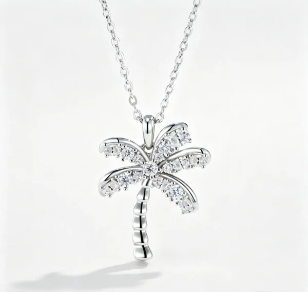 Anryss 925 sterling silver Coconut tree necklace for women classic European and American style moissanite clavicle chain