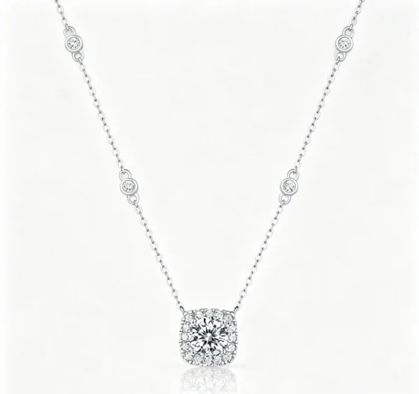 Anryss 925 Sterling Silver Necklace with Moissanite Dream Pendant - Fashionable Clavicle Chain Accessories