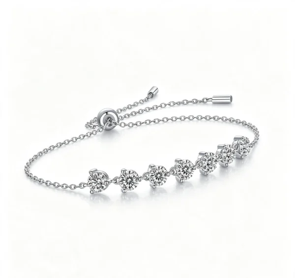 Anryss 925 sterling silver Bracelet with moissanite silver plated with white gold