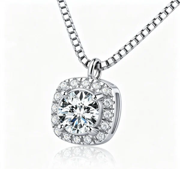 Anryss 925 sterling silver moissanite necklace for women small sugar cube design versatile and sophisticated clavicle chain