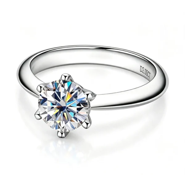 Anryss 925 sterling silver Classic six-prong moissanite ring for women plated with 18k gold