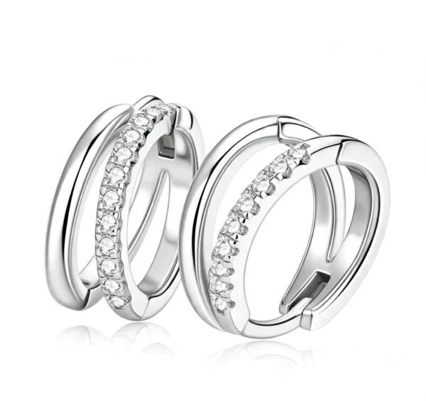 Anryss 925 sterling silver Unique double hoop earrings for women, minimalist and unique moissanite earrings