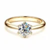 Anryss 925 sterling silver Classic six-prong moissanite ring for women plated with 18k gold
