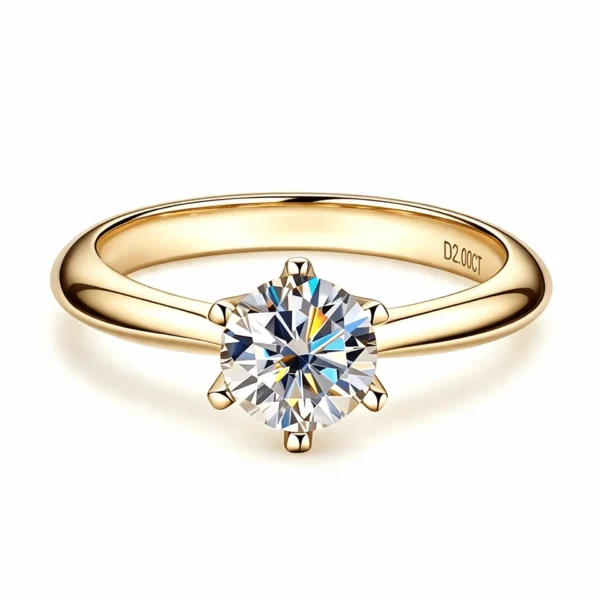 Anryss 925 sterling silver Classic six-prong moissanite ring for women plated with 18k gold