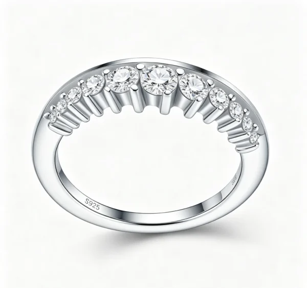 Anryss 925 sterling silver Moissanite closed-loop rings are hot-selling fashionable office lady style rings