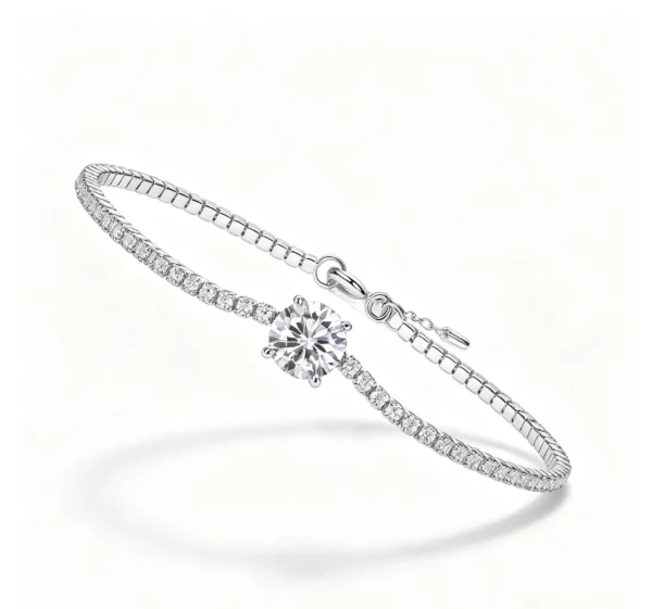 Anryss 925 sterling silver Dawn Dewdrop Bracelet Moissanite Plated with White Gold and Silver