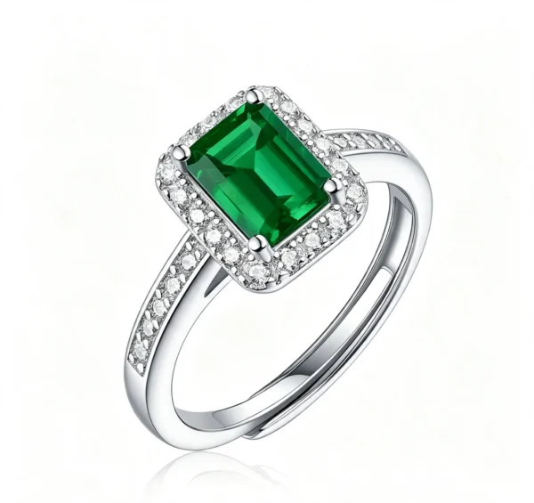Anryss 925 sterling silver Emerald ring a stylish and versatile accessory perfect for gifting to mothers or friends Adjustable opening