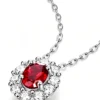 Anryss 925 sterling silver Ruby pendant necklace vintage European and American style a holiday gift