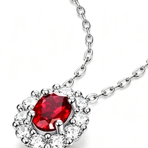 Anryss 925 sterling silver Ruby pendant necklace vintage European and American style a holiday gift