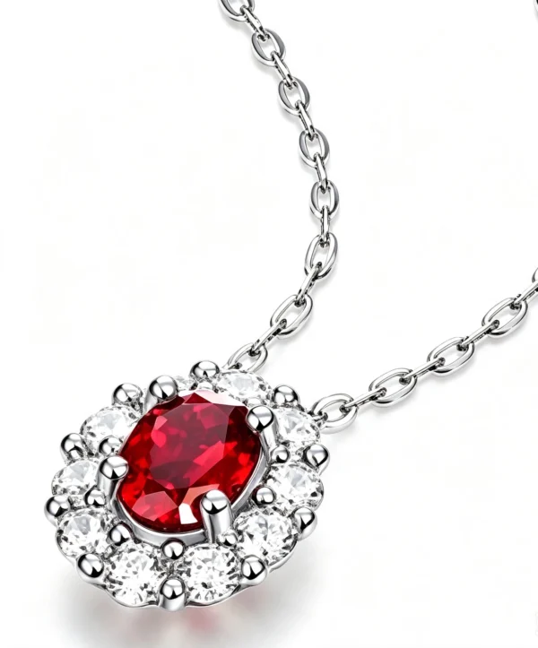 Anryss 925 sterling silver Ruby pendant necklace vintage European and American style a holiday gift