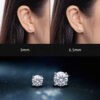 Anryss 925 Sterling Silver Niche Classic Four-Prong Authentic Moissanite Stud Earrings for Women Plated with 18K Gold