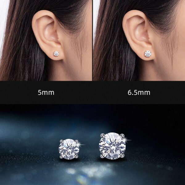 Anryss 925 Sterling Silver Niche Classic Four-Prong Authentic Moissanite Stud Earrings for Women Plated with 18K Gold