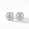 Anryss 925 sterling silver Four-claw square bag style earrings with one-carat moissanite sugar cube design unisex earrings