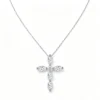 Anryss 925 sterling silver Popular European and American style cross moissanite necklace for women niche clavicle chain pendant