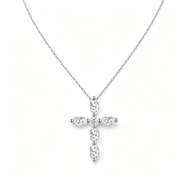 Anryss 925 sterling silver Popular European and American style cross moissanite necklace for women niche clavicle chain pendant