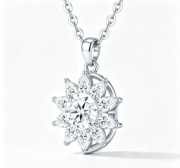Anryss 925 sterling silver A niche design with a sunflower moissanite pendant exuding understated luxury and sophisticated clavicle necklace
