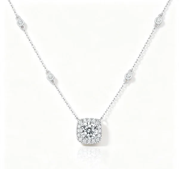 Anryss 925 Sterling Silver Necklace with Moissanite Dream Pendant - Fashionable Clavicle Chain Accessories