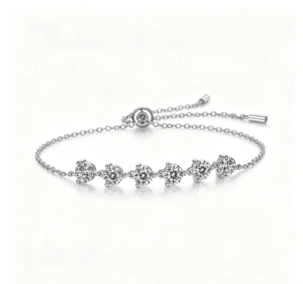 Anryss 925 sterling silver Bracelet with moissanite silver plated with white gold