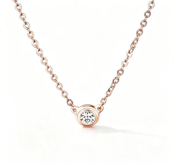 Anryss 925 Sterling Silver Popular Women's Moissanite Flying Saucer Rose Gold Clavicle Chain