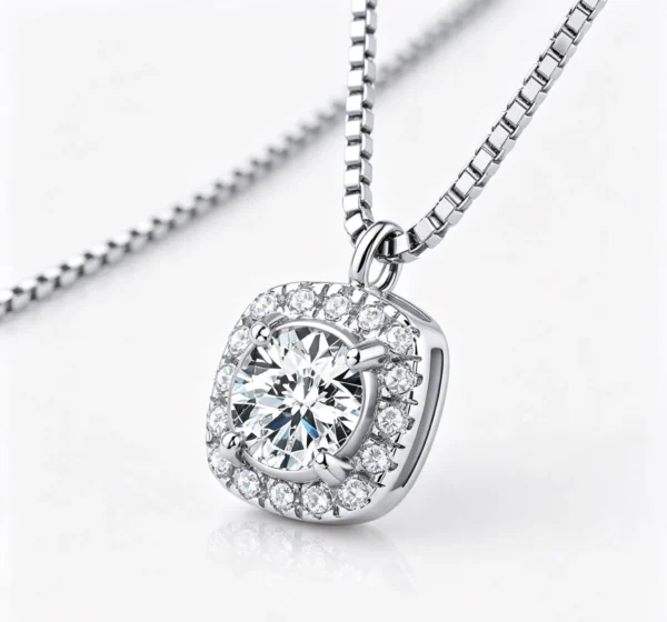 Anryss 925 sterling silver moissanite necklace for women small sugar cube design versatile and sophisticated clavicle chain