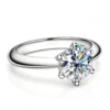 Anryss 925 sterling silver Classic six-prong moissanite ring for women plated with 18k gold