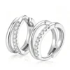 Anryss 925 sterling silver Unique double hoop earrings for women, minimalist and unique moissanite earrings