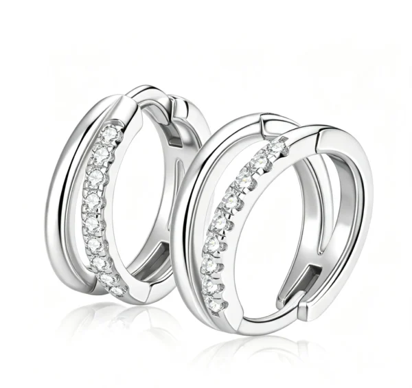 Anryss 925 sterling silver Unique double hoop earrings for women, minimalist and unique moissanite earrings