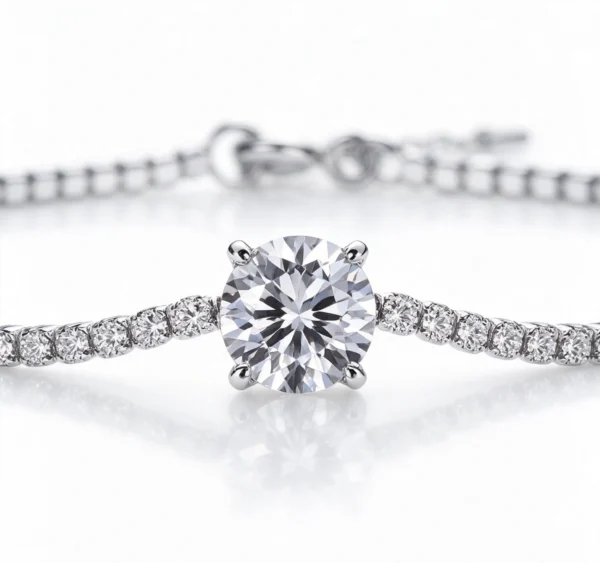 Anryss 925 sterling silver Dawn Dewdrop Bracelet Moissanite Plated with White Gold and Silver