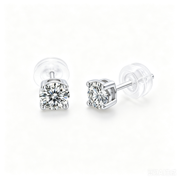 Anryss 925 sterling silver Moissanite minimalist four-prong stacked style unisex stud earrings