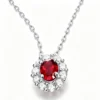 Anryss 925 sterling silver Ruby pendant necklace vintage European and American style a holiday gift