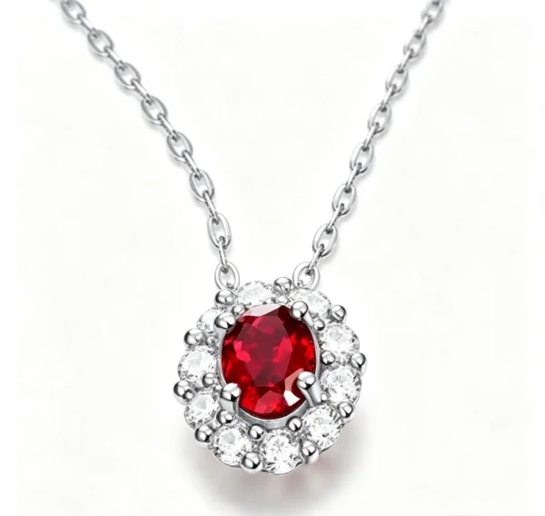 Anryss 925 sterling silver Ruby pendant necklace vintage European and American style a holiday gift