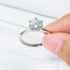 Anryss 925 sterling silver Six-prong 2-carat moissanite ring understated luxury 18k gold moissanite women's ring
