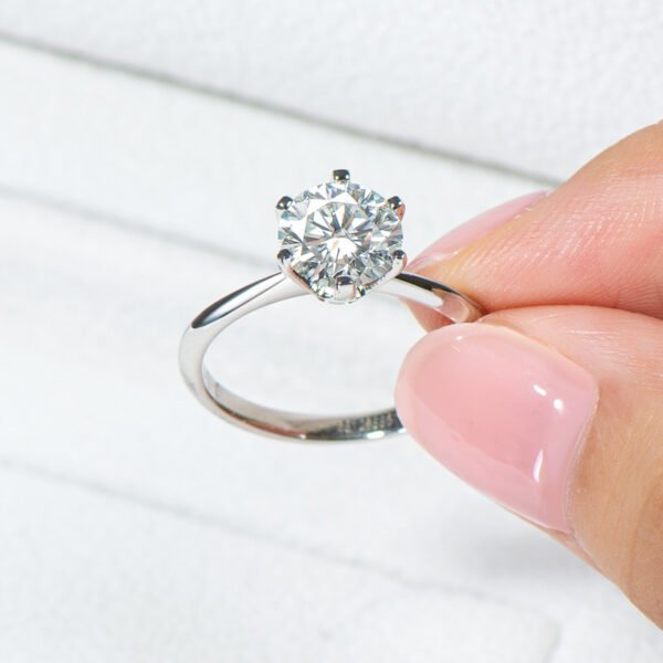 Anryss 925 sterling silver Six-prong 2-carat moissanite ring understated luxury 18k gold moissanite women's ring
