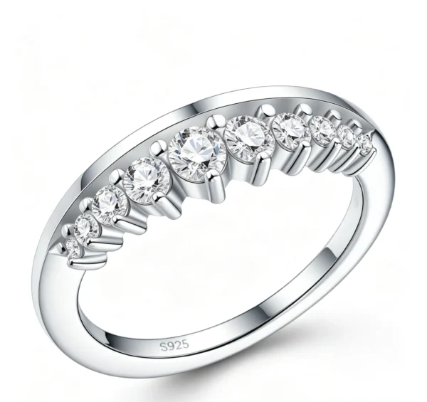 Anryss 925 sterling silver Moissanite closed-loop rings are hot-selling fashionable office lady style rings